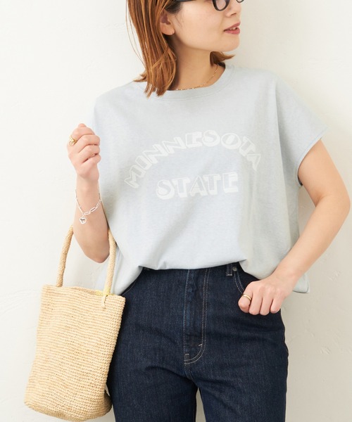 RIDING HIGH（ライディングハイ）の「別注【RIDING HIGH/ライディングハイ】ラフィ天竺Tシャツ（Tシャツ/カットソー・レディース・ホワイト/ライトブルー/ブラック/ベージュ/オレンジ・FREE）」の14枚目の写真