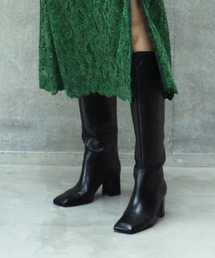 FABIO RUSCONI スクエアトゥプレーンロングブーツ ○ファビオルスコーニ FABIO RUSCONI スクエアトゥロングブーツ