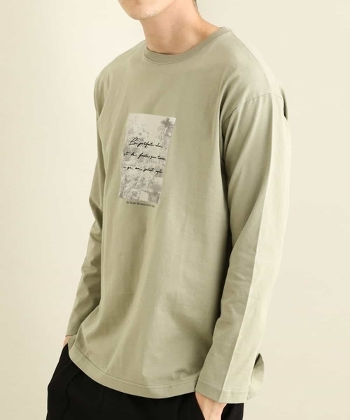 a.v.v(アーヴェヴェ)の「スクエアプリントセミワイドシルエットカットソー(Tシャツ/カットソー・メンズ・ホワイト/カーキ/ピンク・46/48/44/50)」の1枚目の写真