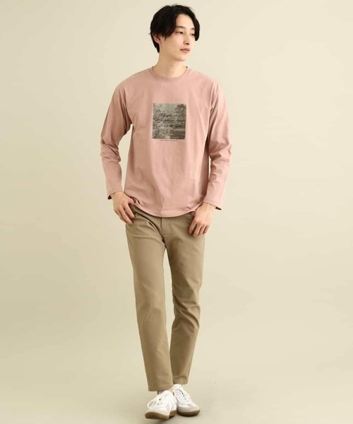 a.v.v(アーヴェヴェ)の「スクエアプリントセミワイドシルエットカットソー(Tシャツ/カットソー・メンズ・ホワイト/カーキ/ピンク・46/48/44/50)」の4枚目の写真