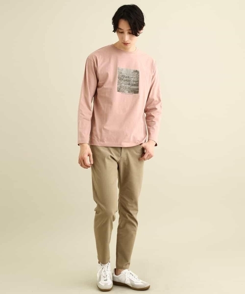 a.v.v(アーヴェヴェ)の「スクエアプリントセミワイドシルエットカットソー(Tシャツ/カットソー・メンズ・ホワイト/カーキ/ピンク・46/48/44/50)」の5枚目の写真