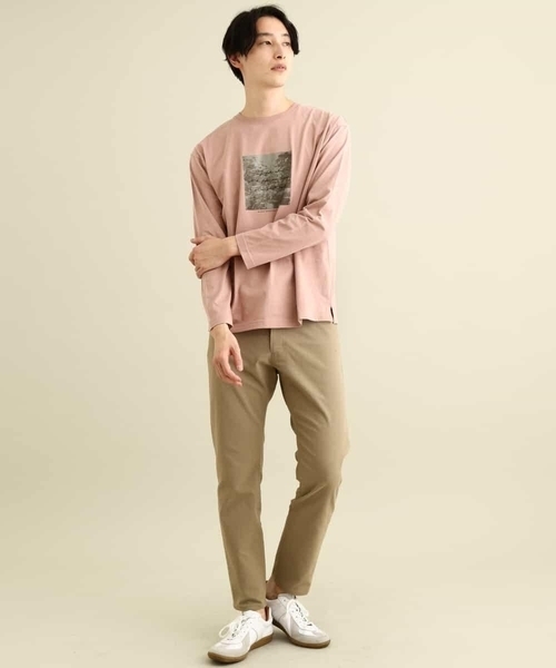 a.v.v(アーヴェヴェ)の「スクエアプリントセミワイドシルエットカットソー(Tシャツ/カットソー・メンズ・ホワイト/カーキ/ピンク・46/48/44/50)」の6枚目の写真
