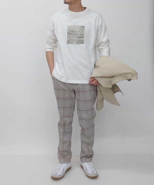 a.v.v(アーヴェヴェ)の「スクエアプリントセミワイドシルエットカットソー(Tシャツ/カットソー・メンズ・ホワイト/カーキ/ピンク・46/48/44/50)」の12枚目の写真