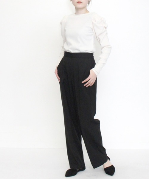 STYLEBLOCK(スタイルブロック)の「リネンタッチストレートパンツ(その他パンツ・レディース・イエロー/ブラック/ベージュ/ブルー・M)」の2枚目の写真