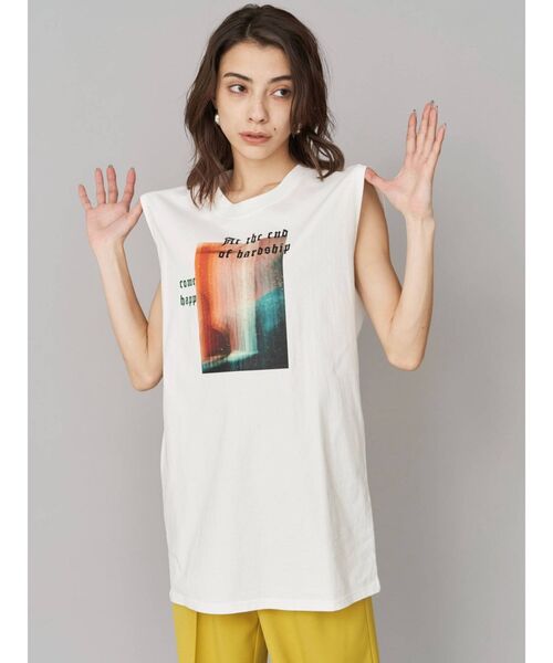 EVRIS（エヴリス）の「グラフィックルーズノースリーブトップス（Tシャツ/カットソー・レディース・ホワイト/ブラック・FREE）」の12枚目の写真