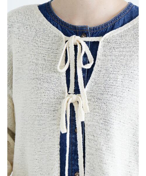 ehka sopo（エヘカソポ）の「テープヤーンリボン開きカーディガン（カーディガン/ボレロ・レディース・イエロー/モカ/キナリ・ﾌﾘ-）」の9枚目の写真