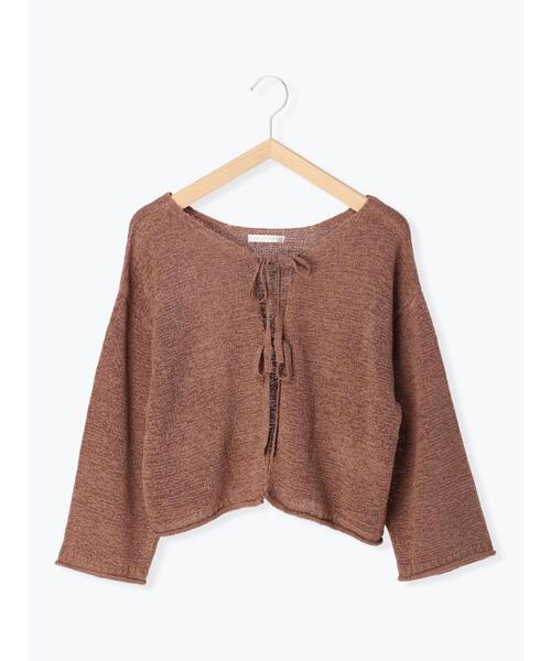 ehka sopo（エヘカソポ）の「テープヤーンリボン開きカーディガン（カーディガン/ボレロ・レディース・イエロー/モカ/キナリ・ﾌﾘ-）」の11枚目の写真