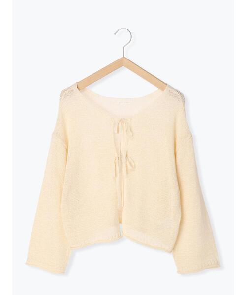 ehka sopo（エヘカソポ）の「テープヤーンリボン開きカーディガン（カーディガン/ボレロ・レディース・イエロー/モカ/キナリ・ﾌﾘ-）」の12枚目の写真