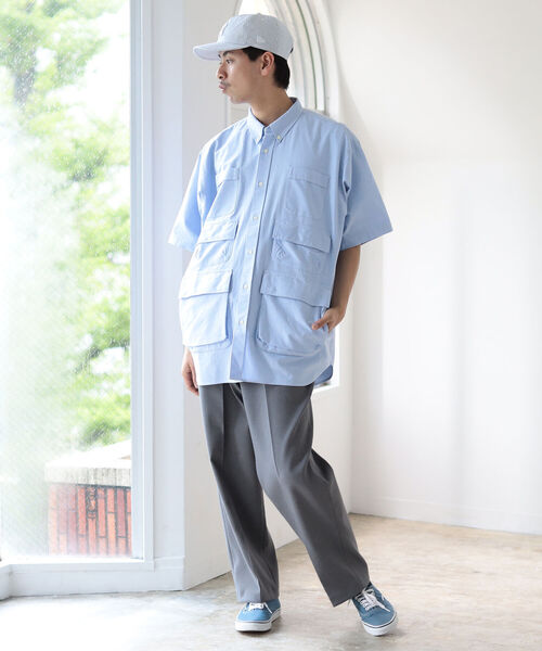 BEAMS（ビームス）の「BEAMS / 3段ポケット ルーズシルエット シャツ（シャツ/ブラウス・メンズ・ネイビー/サックスブルー・S/M/L/XL）」の10枚目の写真