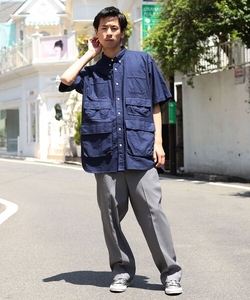 BEAMS（ビームス）の「BEAMS / 3段ポケット ルーズシルエット シャツ（シャツ/ブラウス・メンズ・ネイビー/サックスブルー・S/M/L/XL）」の9枚目の写真