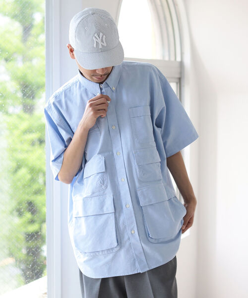 BEAMS（ビームス）の「BEAMS / 3段ポケット ルーズシルエット シャツ（シャツ/ブラウス・メンズ・ネイビー/サックスブルー・S/M/L/XL）」の7枚目の写真
