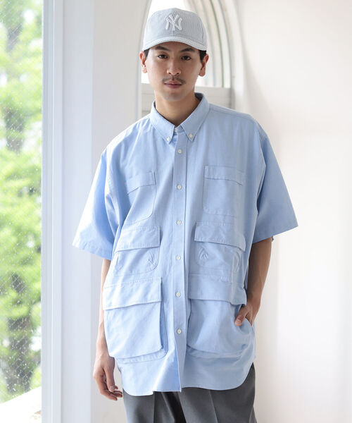 BEAMS（ビームス）の「BEAMS / 3段ポケット ルーズシルエット シャツ（シャツ/ブラウス・メンズ・ネイビー/サックスブルー・S/M/L/XL）」の3枚目の写真
