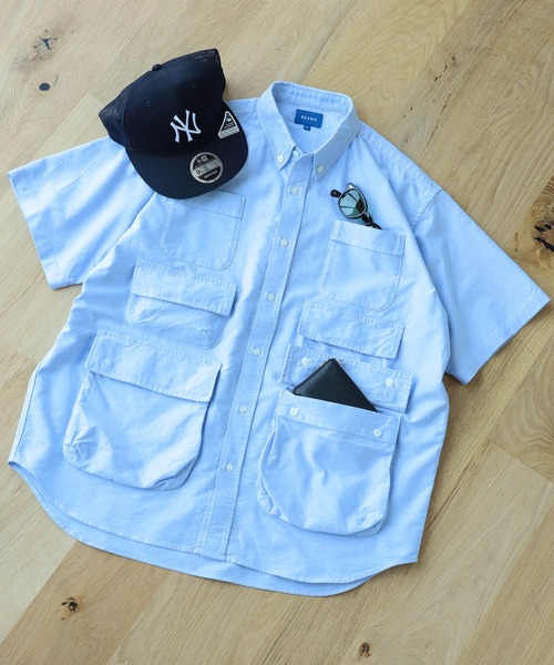 BEAMS（ビームス）の「BEAMS / 3段ポケット ルーズシルエット シャツ（シャツ/ブラウス・メンズ・ネイビー/サックスブルー・S/M/L/XL）」の20枚目の写真