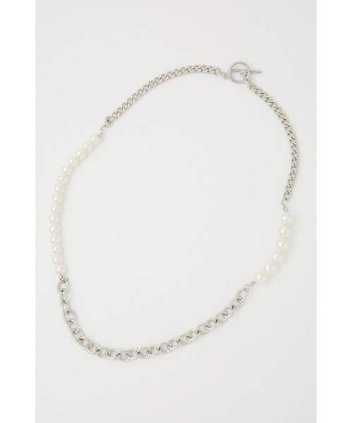 AZUL by moussy(アズールバイマウジー)の「FAUX PEARL×CHAIN NECKLACE/フェイクパール×チェーンネックレス(ネックレス・メンズ・シルバー・FREE)」の7枚目の写真