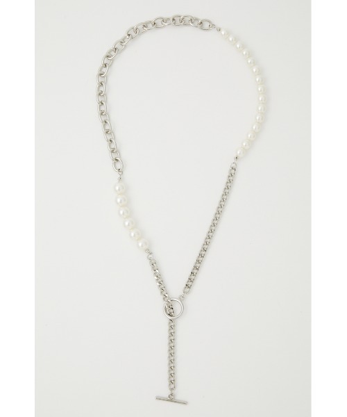 AZUL by moussy(アズールバイマウジー)の「FAUX PEARL×CHAIN NECKLACE/フェイクパール×チェーンネックレス(ネックレス・メンズ・シルバー・FREE)」の6枚目の写真