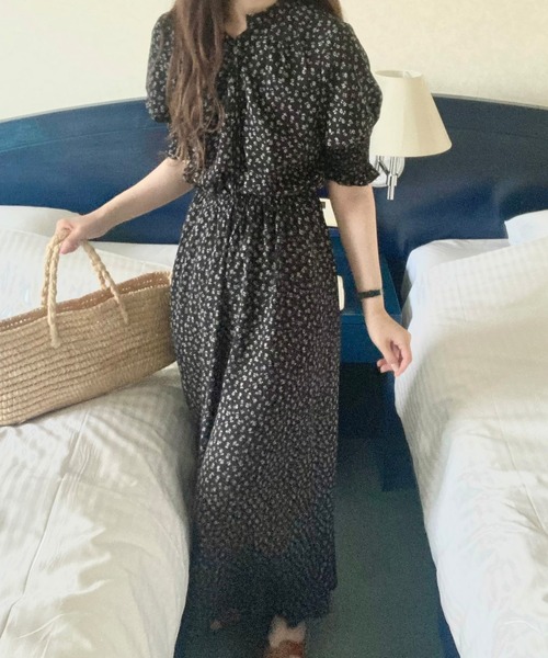 LAUIR(ラウアー)の「花柄シフォンリボンロングワンピース(ワンピース・レディース・ホワイト/ブラック/イエロー/ダークグリーン/ブラウン・MEDIUM/LARGE/X-LARGE)」の11枚目の写真