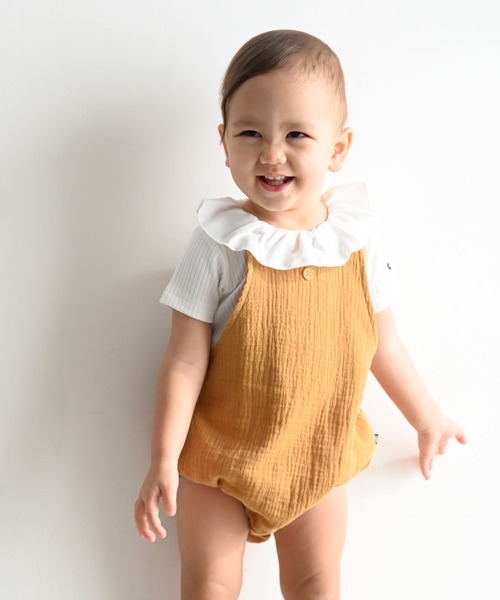 PUPPAPUPO(プッパプーポ)の「襟付き リブ ロンパース 半袖(ロンパース・キッズ・グレイッシュベージュ/サックスブルー/ローズ/ホワイト/チャコールグレー/ピンク・70/80)」の12枚目の写真