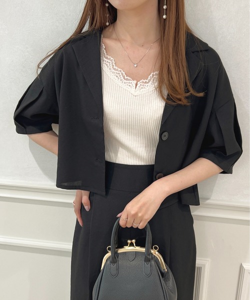 apres jour(アプレジュール)の「【セットアップ可能】ショートジャケット【ZOZOTOWN限定アイテム】(テーラードジャケット・レディース・ブラック/ミント/ベージュ・X-LARGE/フリー)」の5枚目の写真