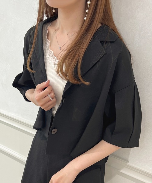 apres jour(アプレジュール)の「【セットアップ可能】ショートジャケット【ZOZOTOWN限定アイテム】(テーラードジャケット・レディース・ブラック/ミント/ベージュ・X-LARGE/フリー)」の6枚目の写真