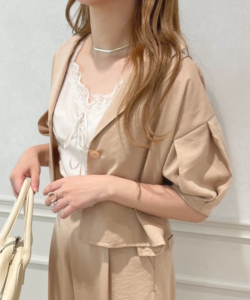 apres jour(アプレジュール)の「【セットアップ可能】ショートジャケット【ZOZOTOWN限定アイテム】(テーラードジャケット・レディース・ブラック/ミント/ベージュ・X-LARGE/フリー)」の17枚目の写真