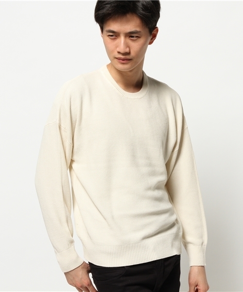 Lui's（ルイス）の「Lui's(ルイス) 鹿の子編みコットンＢＩＧニット（ニット/セーター・メンズ・ホワイト/ブラック/ベージュ・FREE）」の2枚目の写真