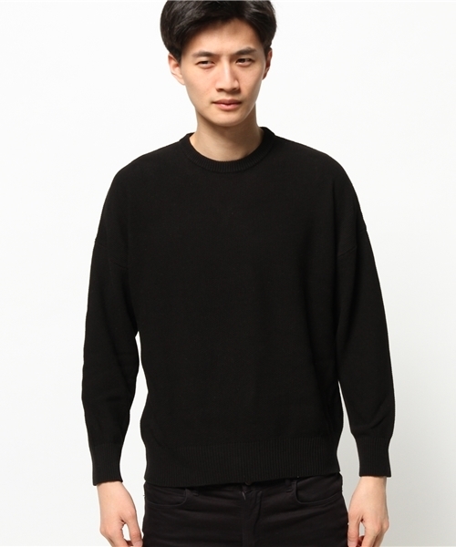 Lui's（ルイス）の「Lui's(ルイス) 鹿の子編みコットンＢＩＧニット（ニット/セーター・メンズ・ホワイト/ブラック/ベージュ・FREE）」の4枚目の写真