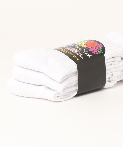 FRUIT OF THE LOOM（フルーツオブザルーム）の「C FTL AC ベーシック(レディース) / クルー丈ソックス / 3足セット / リブソックス / 無地（ソックス/靴下・レディース・ホワイト/ブラック/マルチ・23cm～25cm）」の4枚目の写真