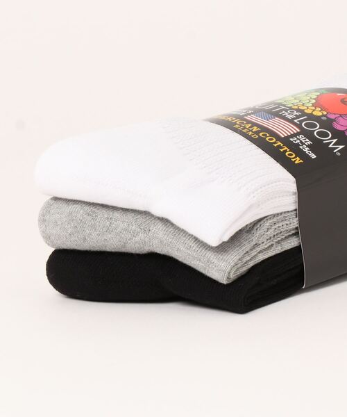 FRUIT OF THE LOOM（フルーツオブザルーム）の「C FTL AC ベーシック(レディース) / クルー丈ソックス / 3足セット / リブソックス / 無地（ソックス/靴下・レディース・ホワイト/ブラック/マルチ・23cm～25cm）」の5枚目の写真