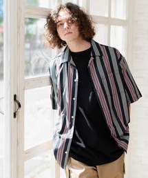 【THE HITSS】ポリドレープ ルーズフィット 総柄 オープンカラーシャツ/開襟アロハシャツ