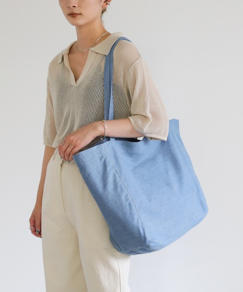 select MOCA（セレクトモカ）の「デニムライクトートバッグ（トートバッグ・レディース・ライトブルー/アイボリー・FREE）」の9枚目の写真