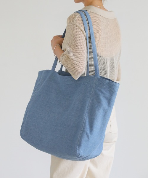 select MOCA（セレクトモカ）の「デニムライクトートバッグ（トートバッグ・レディース・ライトブルー/アイボリー・FREE）」の11枚目の写真