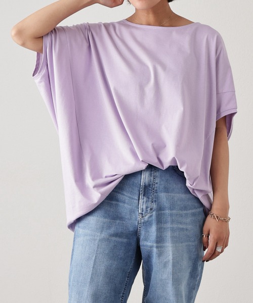 OUVRAGE CLASSE（ウヴラージュクラス）の「定番ドルマンTシャツ（Tシャツ/カットソー・レディース・ホワイト/ブラック/ベージュ/イエロー/ラベンダー・FREE）」の5枚目の写真