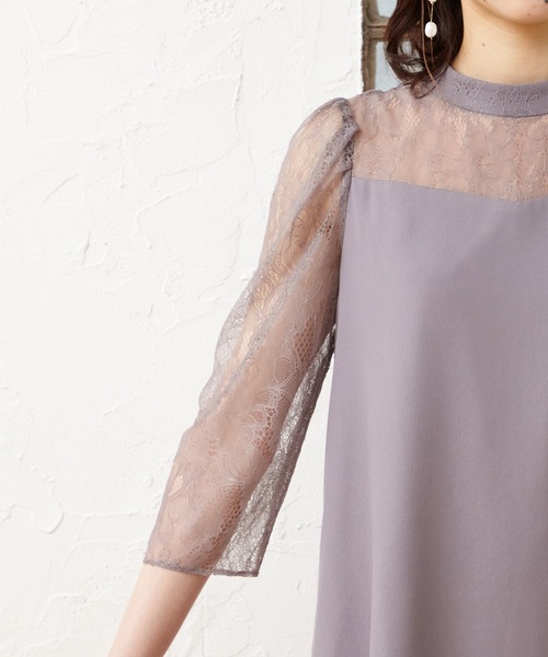 AIMER（エメ）の「プチハイネック袖付きテントラインパーティードレス（ドレス・レディース・ブラック/ネイビー/グレー/ライトグリーン/ダルブルー系・SMALL/MEDIUM/LARGE）」の14枚目の写真