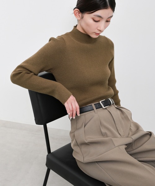 モカ nico2572様 新色追加/12色展開】プチハイネックリブニット（ニット/セーター