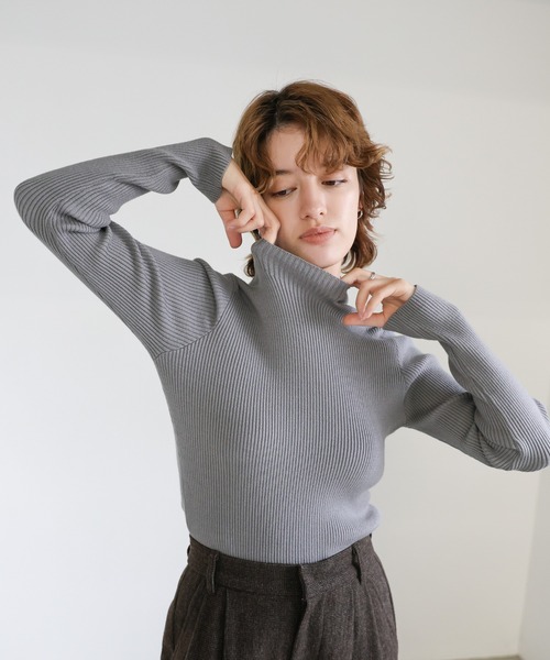 セール】お気に入り8万件突破！【12色展開】プチハイネックリブニット