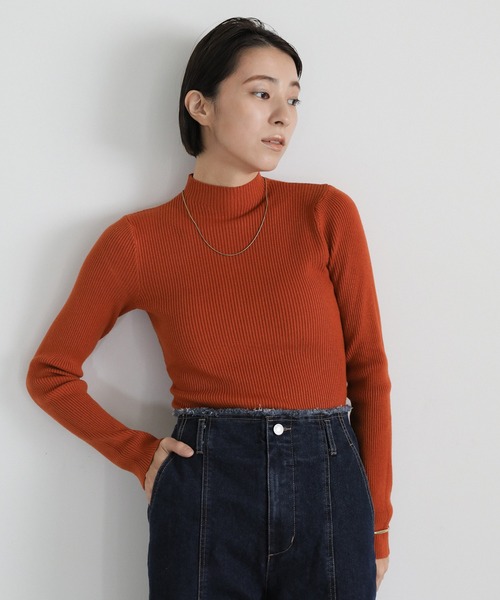 select MOCA（セレクトモカ）の「【12色展開】プチハイネックリブニット（ニット/セーター・レディース・ブラック/ブラウン/カーキ/ピンク/オレンジ/アイボリー/グレイッシュベージュ/ブルー/ネイビー/グレー/オリーブ/ライトグレー・FREE）」の22枚目の写真