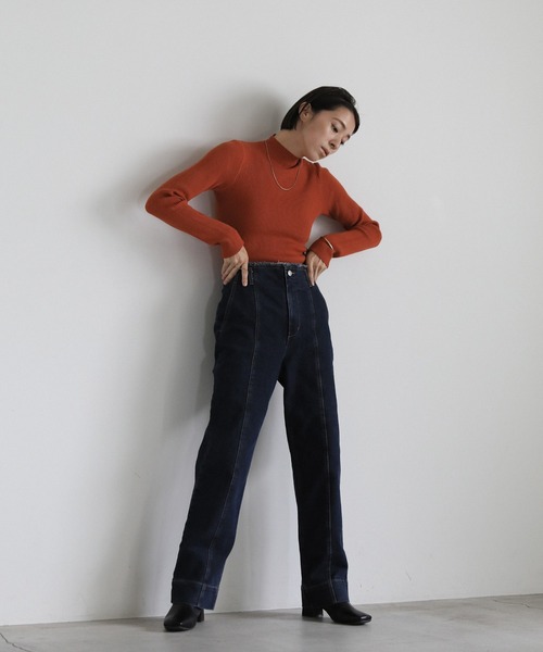 select MOCA（セレクトモカ）の「【12色展開】プチハイネックリブニット（ニット/セーター・レディース・ブラック/ブラウン/カーキ/ピンク/オレンジ/アイボリー/グレイッシュベージュ/ブルー/ネイビー/グレー/オリーブ/ライトグレー・FREE）」の20枚目の写真