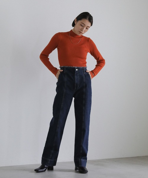 select MOCA（セレクトモカ）の「【12色展開】プチハイネックリブニット（ニット/セーター・レディース・ブラック/ブラウン/カーキ/ピンク/オレンジ/アイボリー/グレイッシュベージュ/ブルー/ネイビー/グレー/オリーブ/ライトグレー・FREE）」の19枚目の写真