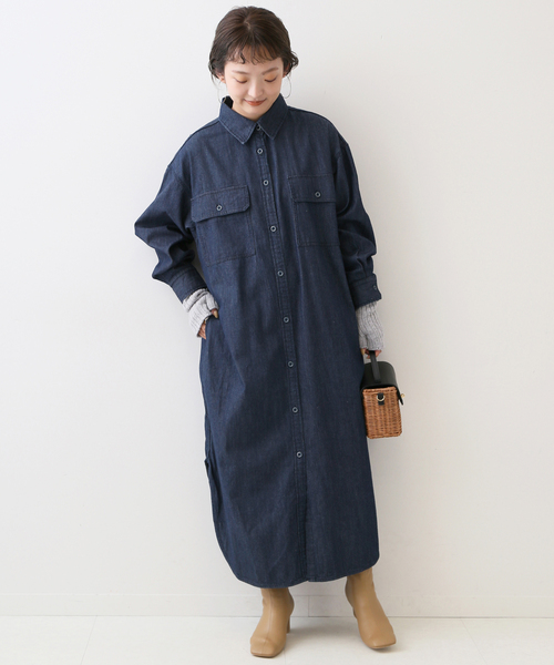 【スローブイエナ】Le Denim デニムシャツワンピース ゆったり ロング スローブイエナ】Le Denim デニムシャツワンピース ゆったり