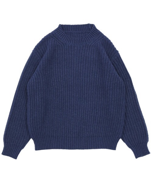 クルーネックローゲージメンズライクニット（ニット/セーター