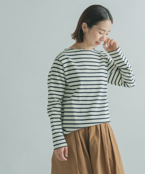 FORK&SPOON（フォークアンドスプーン）の「FORK&SPOON　ボートネックボーダー（Tシャツ/カットソー・レディース・ホワイト系その他/ブラック系その他/グレー系その他/ブラウン系その他・1/2）」の2枚目の写真