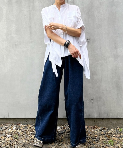 ECRIRE(エクリール)の「【YUKIEコラボ】サイドスリットリネンライクシャツ(シャツ/ブラウス・レディース・ブラック/オフホワイト/ピンク/グリーン・S/M)」の6枚目の写真