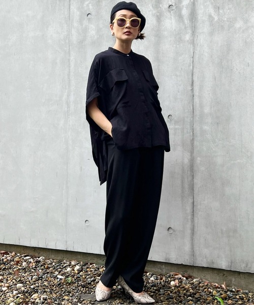 ECRIRE(エクリール)の「【YUKIEコラボ】サイドスリットリネンライクシャツ(シャツ/ブラウス・レディース・ブラック/オフホワイト/ピンク/グリーン・S/M)」の12枚目の写真