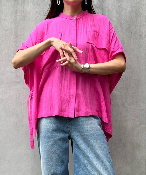 ECRIRE(エクリール)の「【YUKIEコラボ】サイドスリットリネンライクシャツ(シャツ/ブラウス・レディース・ブラック/オフホワイト/ピンク/グリーン・S/M)」の13枚目の写真