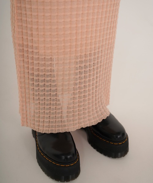 TINA：JOJUN（ティーナジョジュン）の「シアーチェック ニットスカート TINA：JOJUN（スカート・レディース・ネイビー/コーラル・S/M）」の12枚目の写真