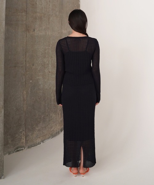 TINA：JOJUN（ティーナジョジュン）の「シアーチェック ニットスカート TINA：JOJUN（スカート・レディース・ネイビー/コーラル・S/M）」の15枚目の写真