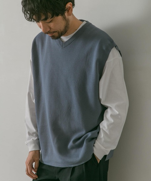 URBAN RESEARCH DOORS（アーバンリサーチドアーズ）の「ダブルフェイスVネックベスト（Tシャツ/カットソー・メンズ・チャコールグレー/ブラウン/ブルー/グレー系その他・MEDIUM/LARGE）」の4枚目の写真