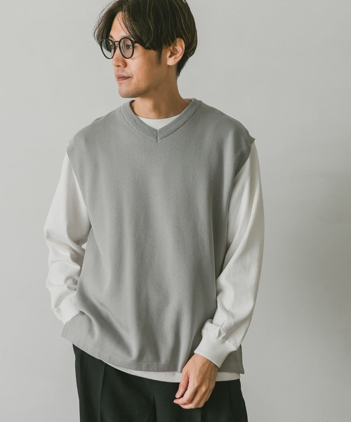 URBAN RESEARCH DOORS（アーバンリサーチドアーズ）の「ダブルフェイスVネックベスト（Tシャツ/カットソー・メンズ・チャコールグレー/ブラウン/ブルー/グレー系その他・MEDIUM/LARGE）」の5枚目の写真