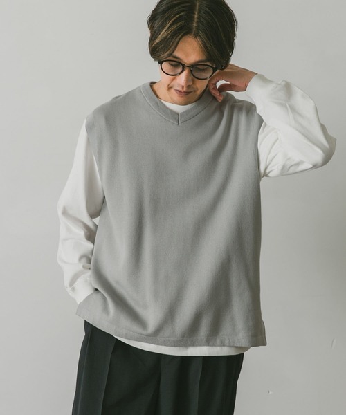 URBAN RESEARCH DOORS（アーバンリサーチドアーズ）の「ダブルフェイスVネックベスト（Tシャツ/カットソー・メンズ・チャコールグレー/ブラウン/ブルー/グレー系その他・MEDIUM/LARGE）」の6枚目の写真