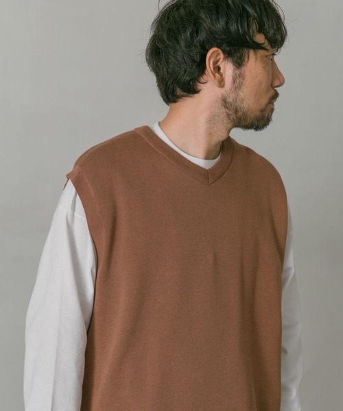 URBAN RESEARCH DOORS（アーバンリサーチドアーズ）の「ダブルフェイスVネックベスト（Tシャツ/カットソー・メンズ・チャコールグレー/ブラウン/ブルー/グレー系その他・MEDIUM/LARGE）」の10枚目の写真